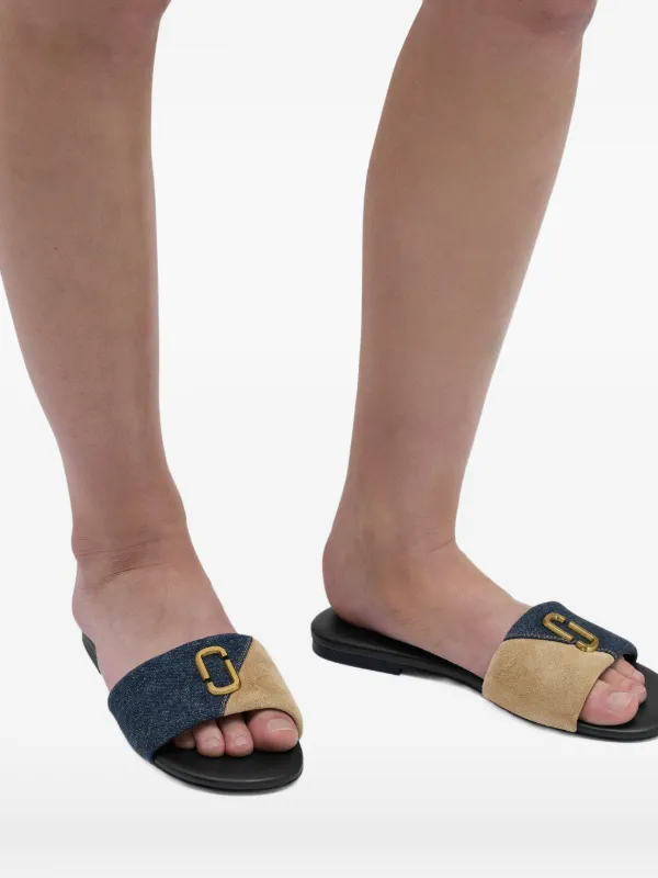 Marc Jacobs logo-detail Denim Slides | Blue | FARFETCH CA