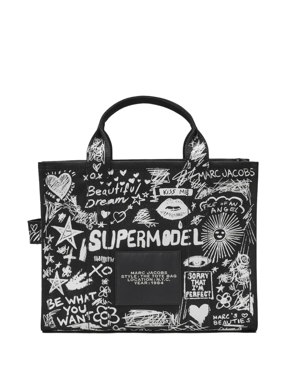 Marc Jacobs Borsa tote Punk Scribble media in tela - Nero