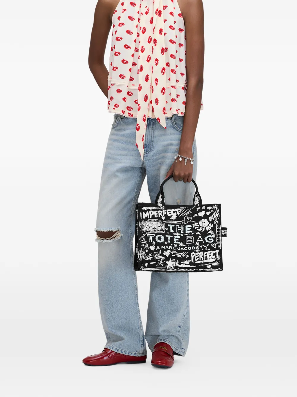 Marc Jacobs Punk Scribble medium shopper met graffiti-print Zwart