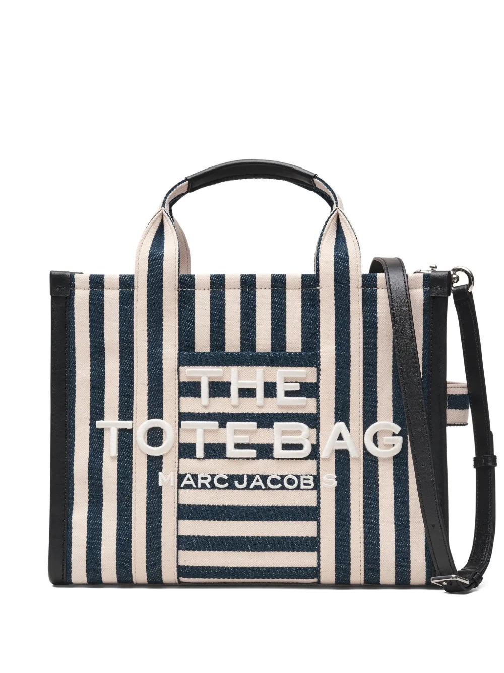 Marc Jacobs Borsa tote media in tela a righe - Blu