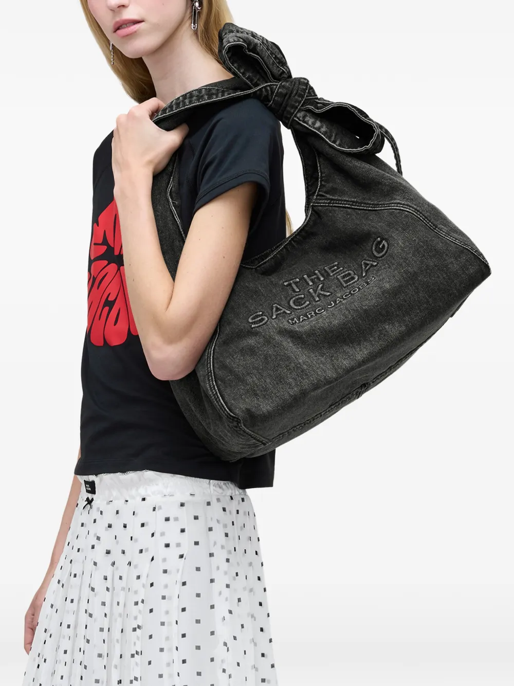Marc Jacobs Schoudertas met strikdetail Zwart