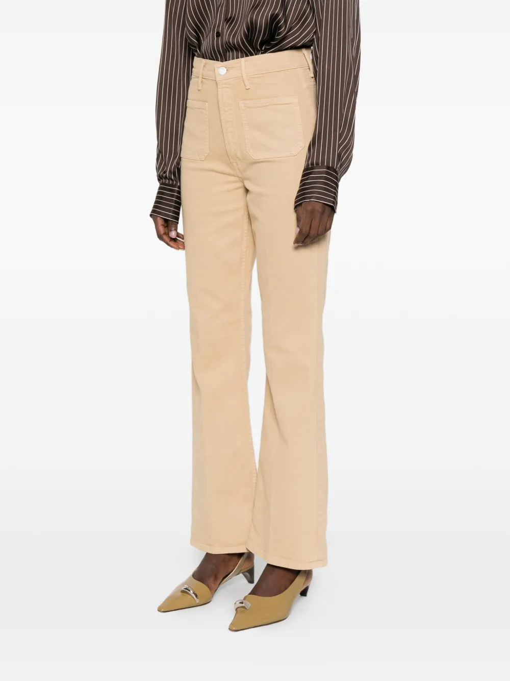 MOTHER Bookie broek met opgestikte zak Beige
