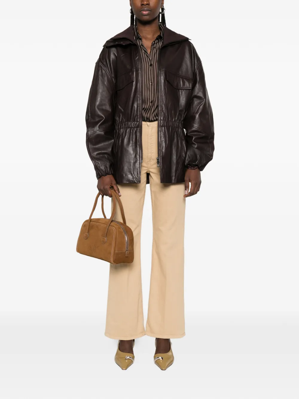 MOTHER Bookie broek met opgestikte zak Beige