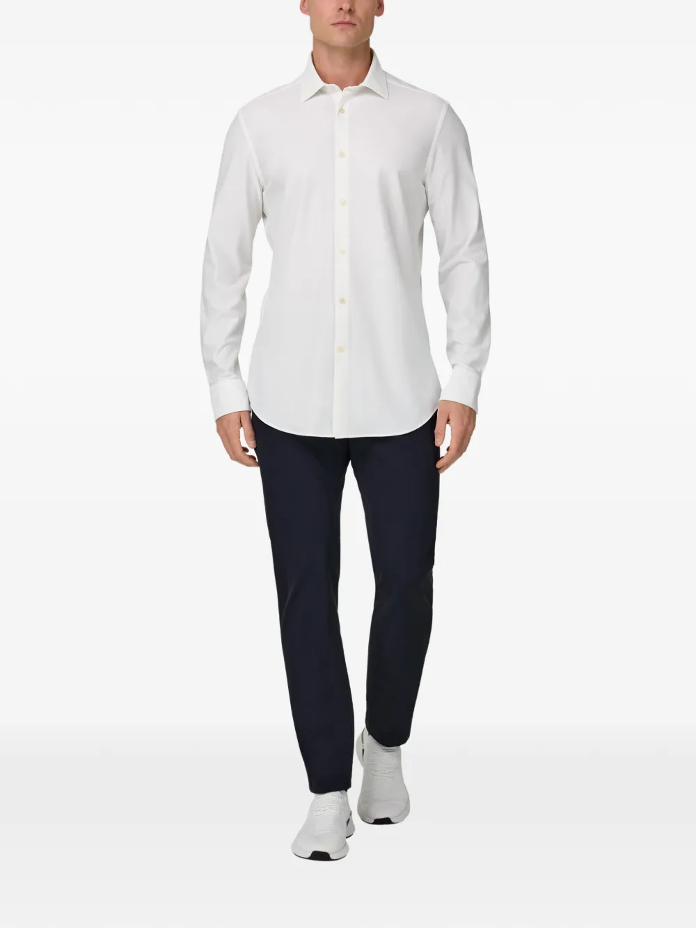 Boggi Milano Slim-fit overhemd met Tokyo kraag - Wit