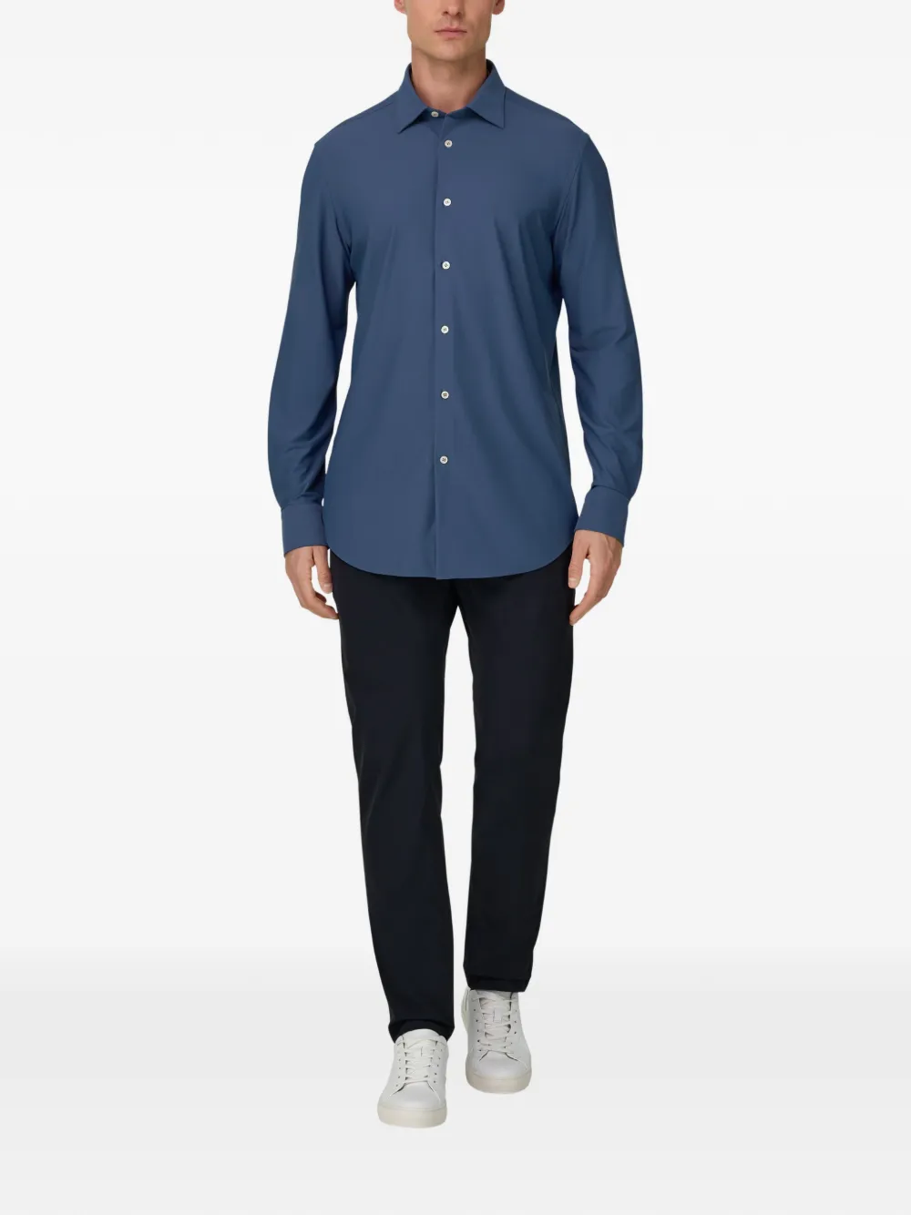 Boggi Milano Overhemd met Tokyo kraag - Blauw