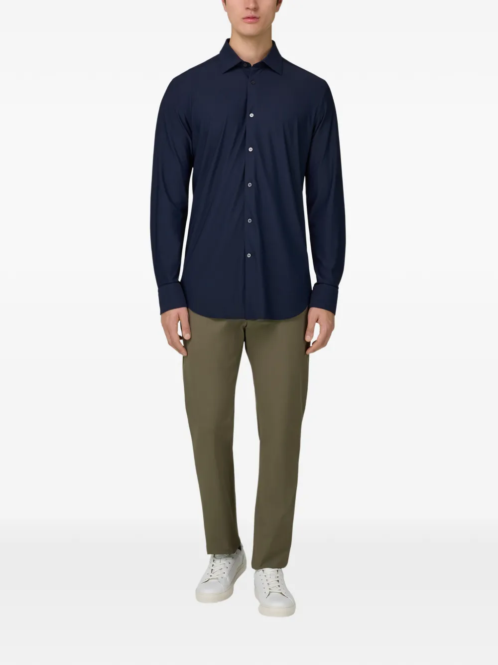 Boggi Milano Slim-fit overhemd met kraag - Blauw