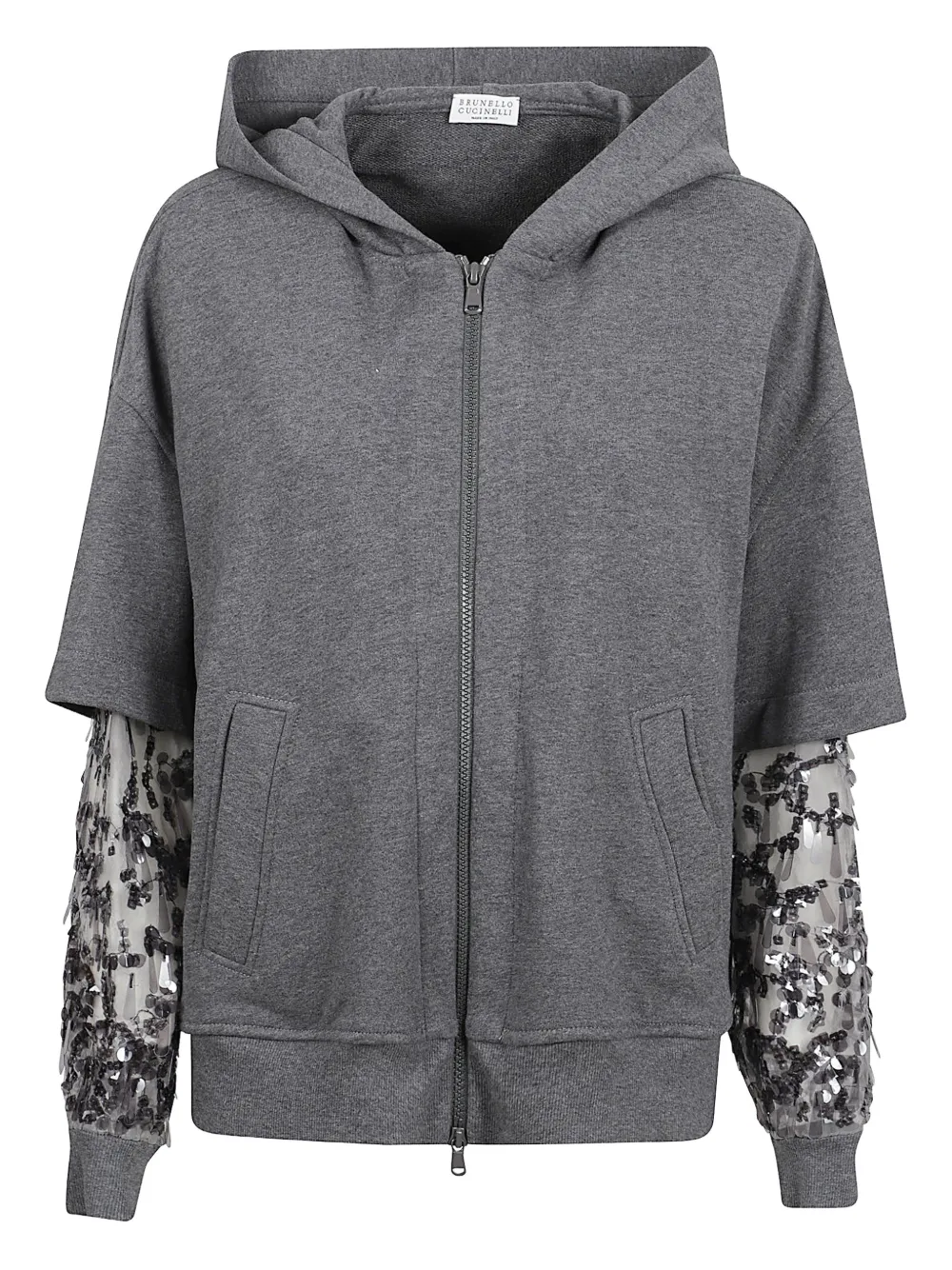 Brunello Cucinelli sequin-embellished hoodie - Grey