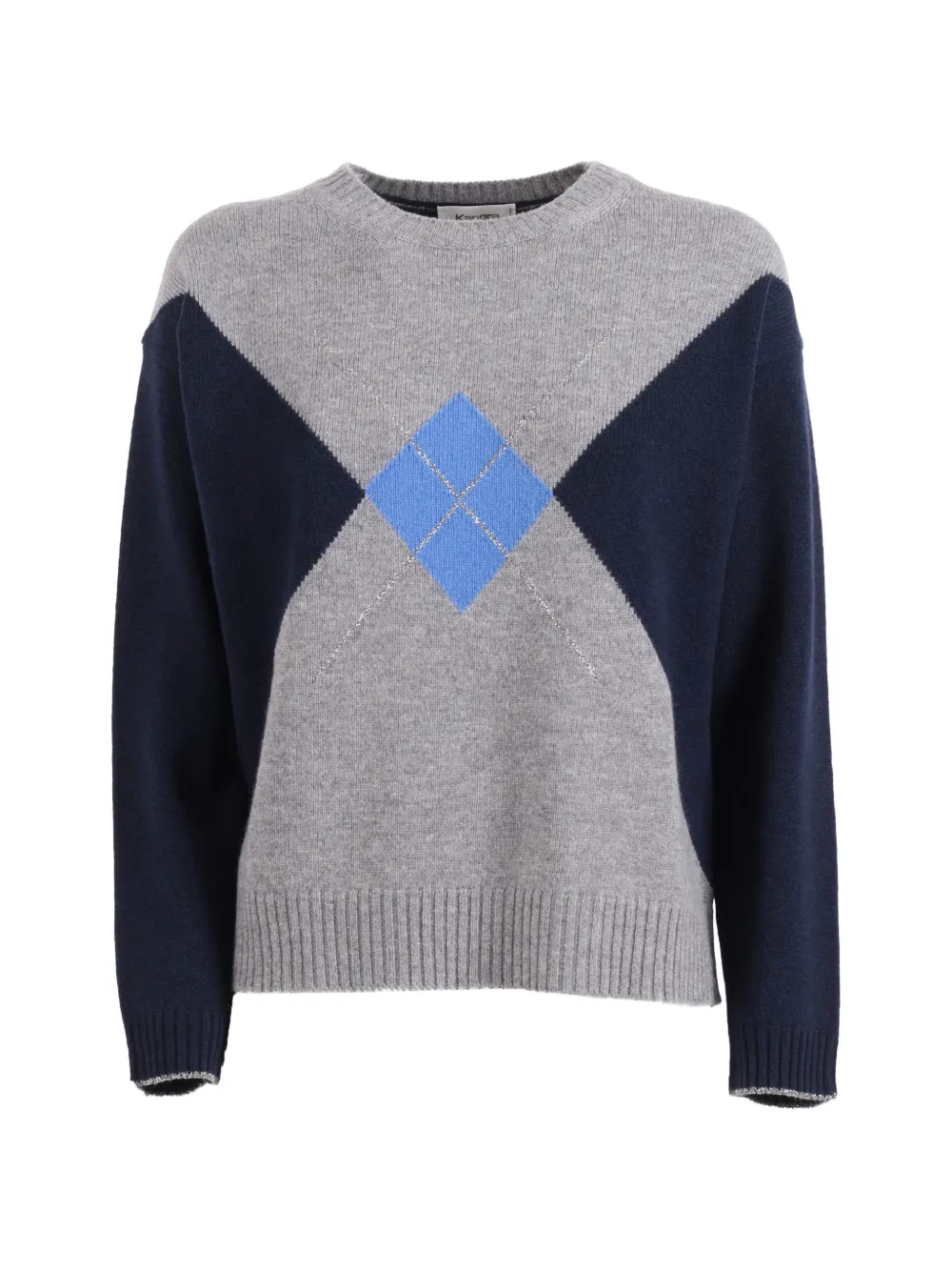 Kangra intarsia diamond crew-neck sweater - Grigio