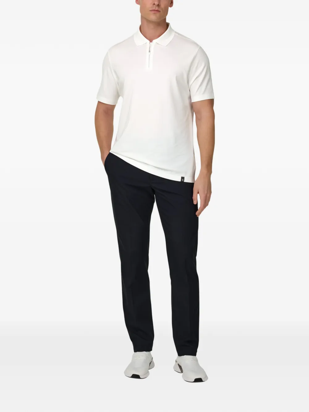 Boggi Milano Poloshirt met open kraag en applicatie - Wit