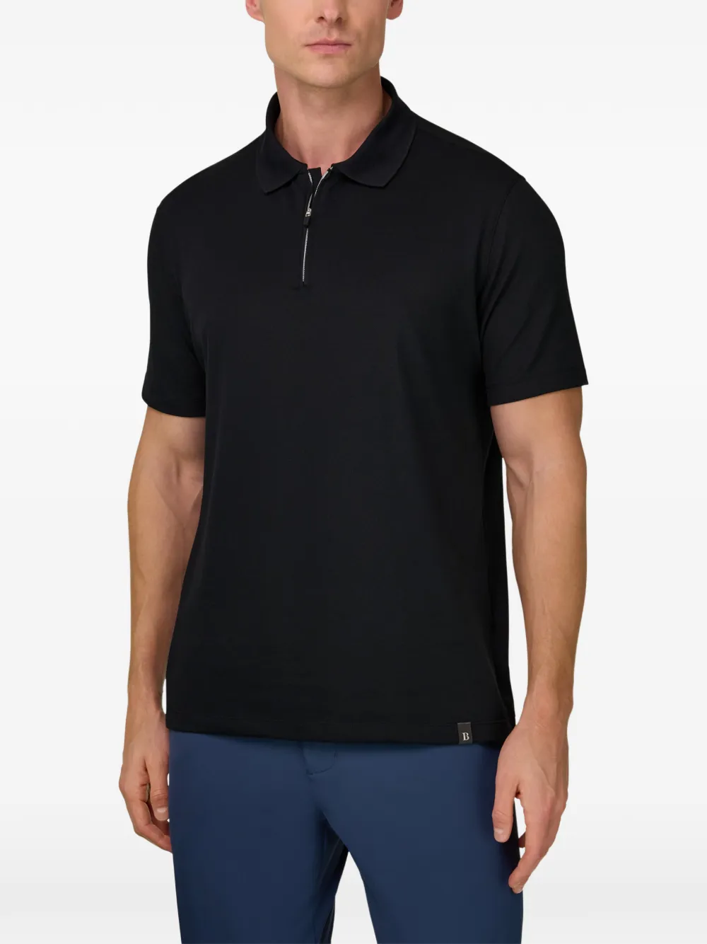Boggi Milano Poloshirt met kraag en rits Zwart