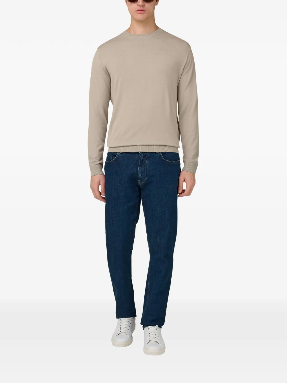 Boggi Milano Gebreide trui met ronde hals - Beige