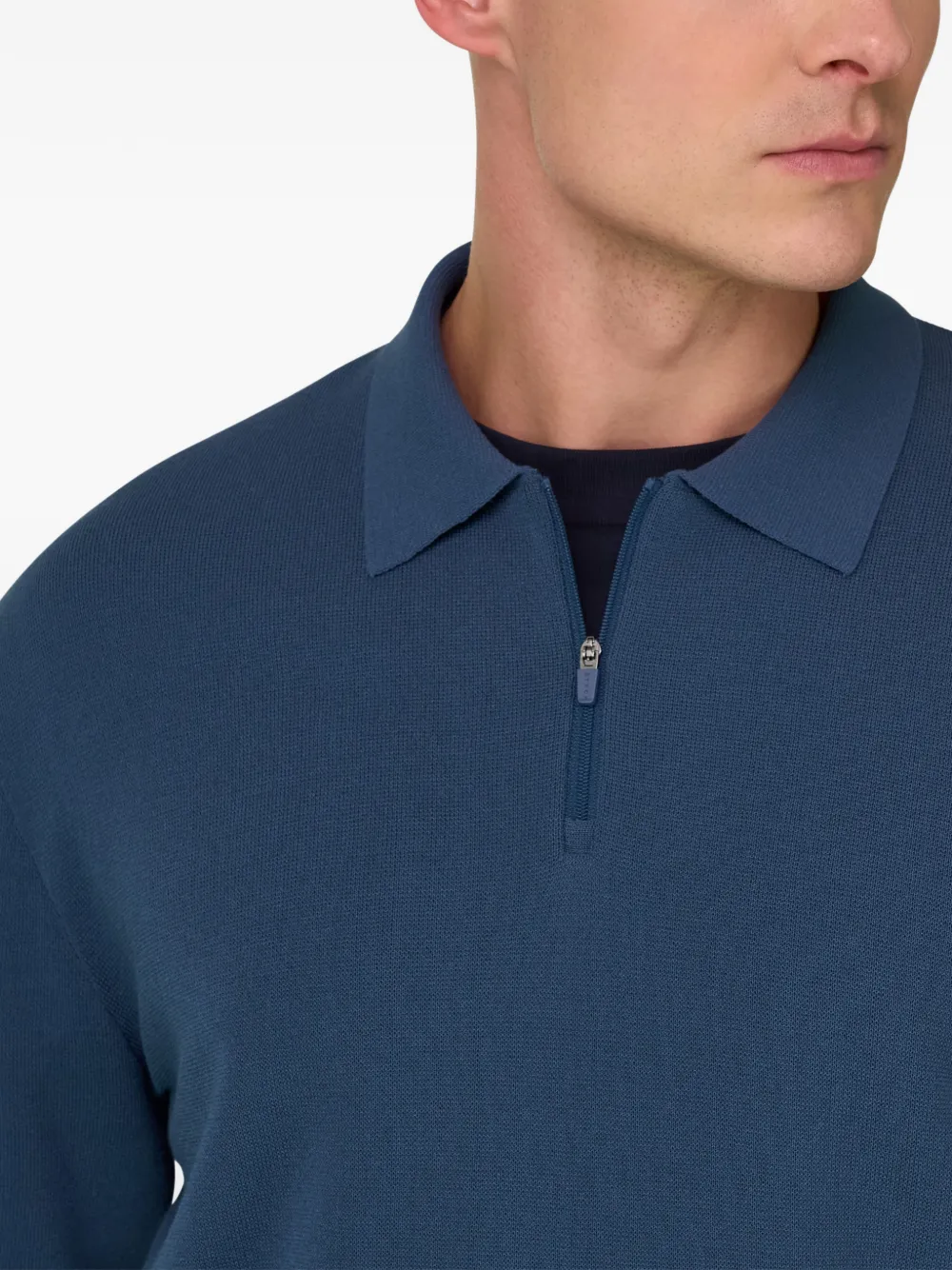 Boggi Milano Gebreid poloshirt met rits Blauw