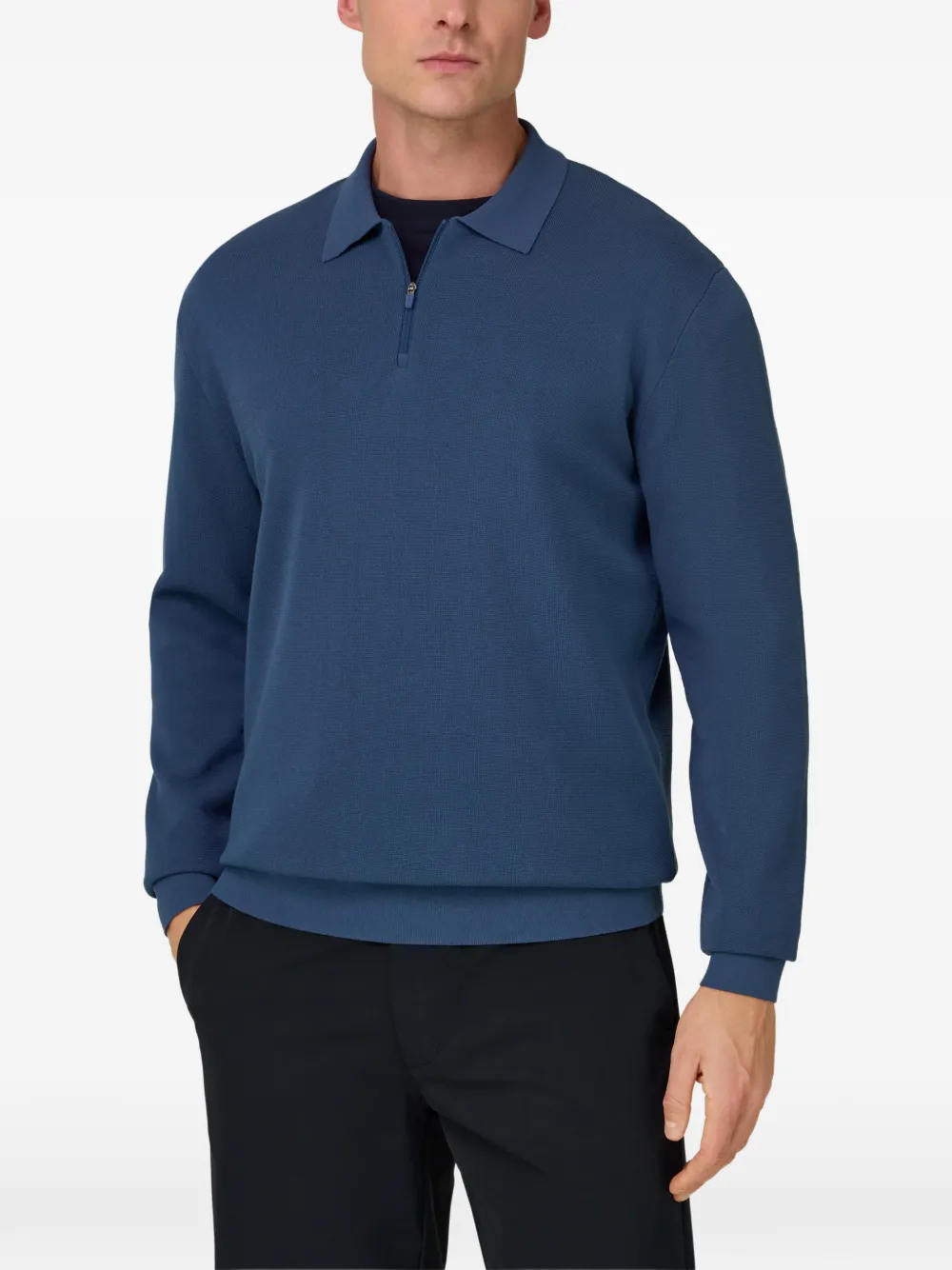 Boggi Milano Gebreid poloshirt met rits Blauw