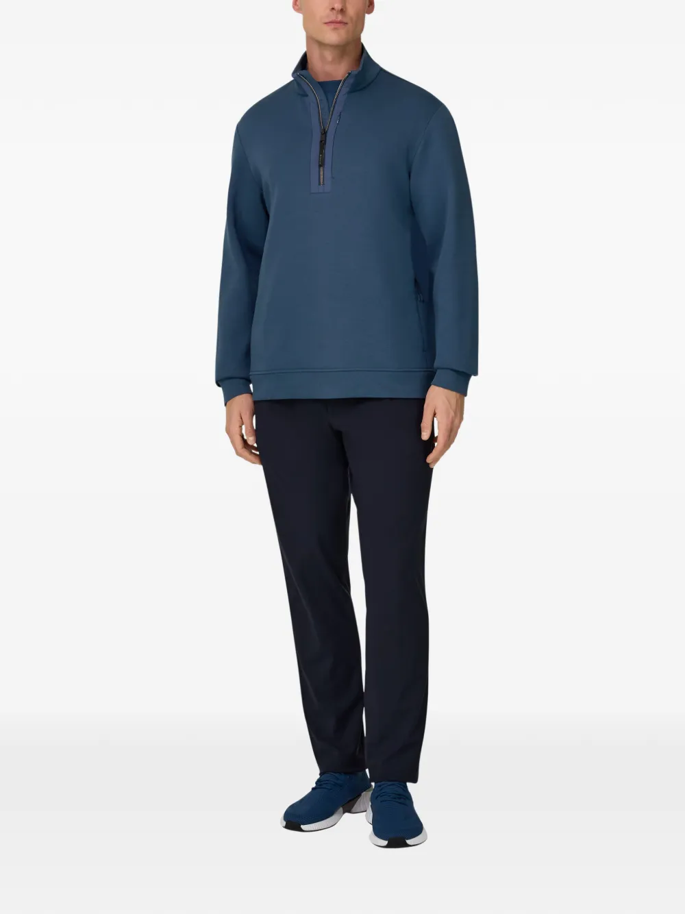 Boggi Milano Scuba sweater met halve rits - Blauw