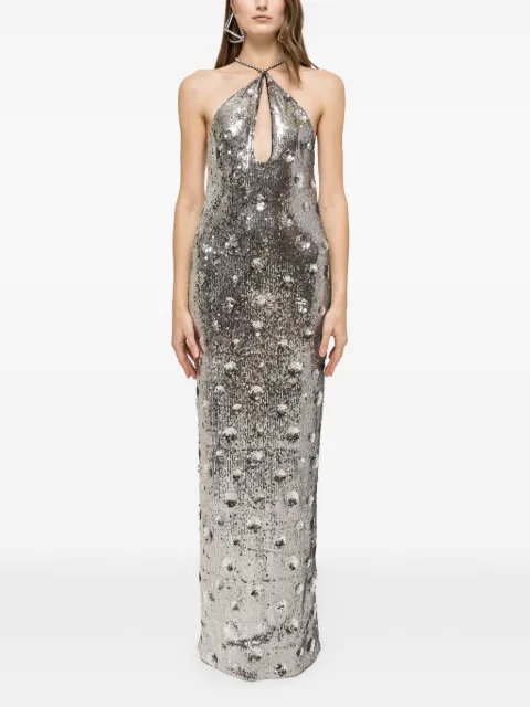 NISSA sequined open-back gown