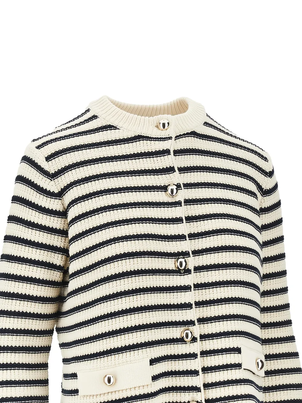  Weekend Max Mara Striped Button Cardigan - White 