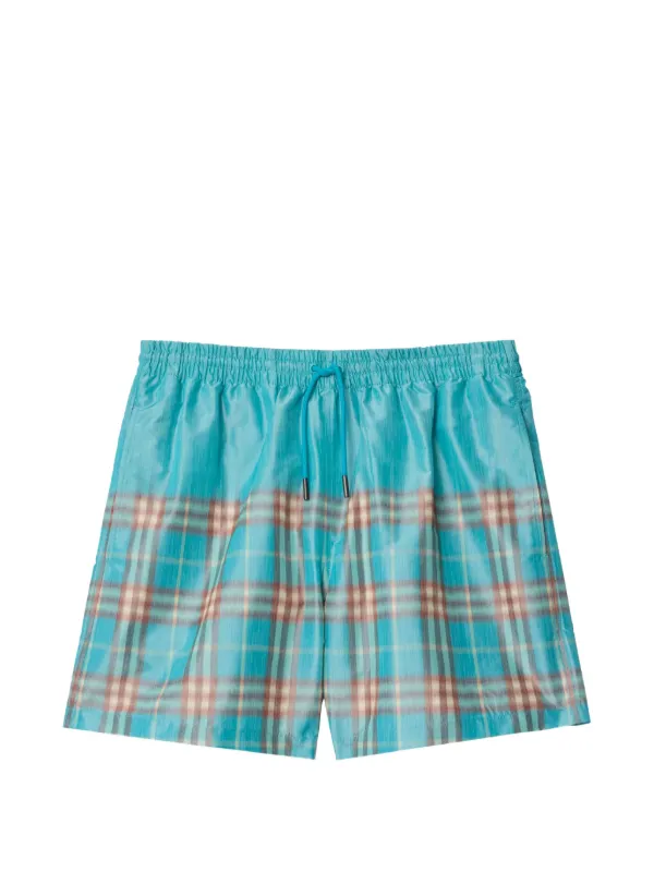 Burberry Gradient Check Swim Shorts in Blue