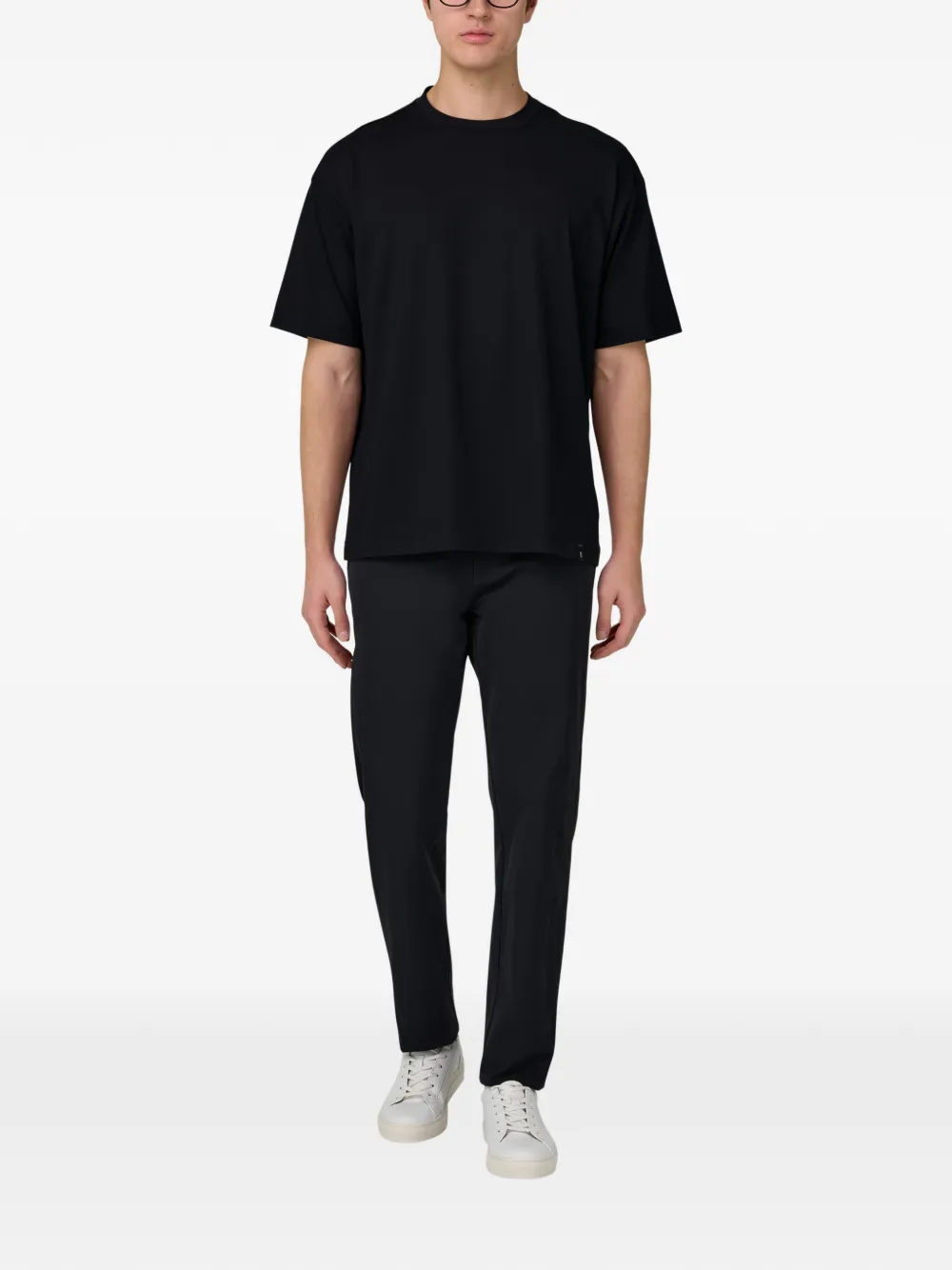 Boggi Milano T-shirt met ronde hals - Zwart