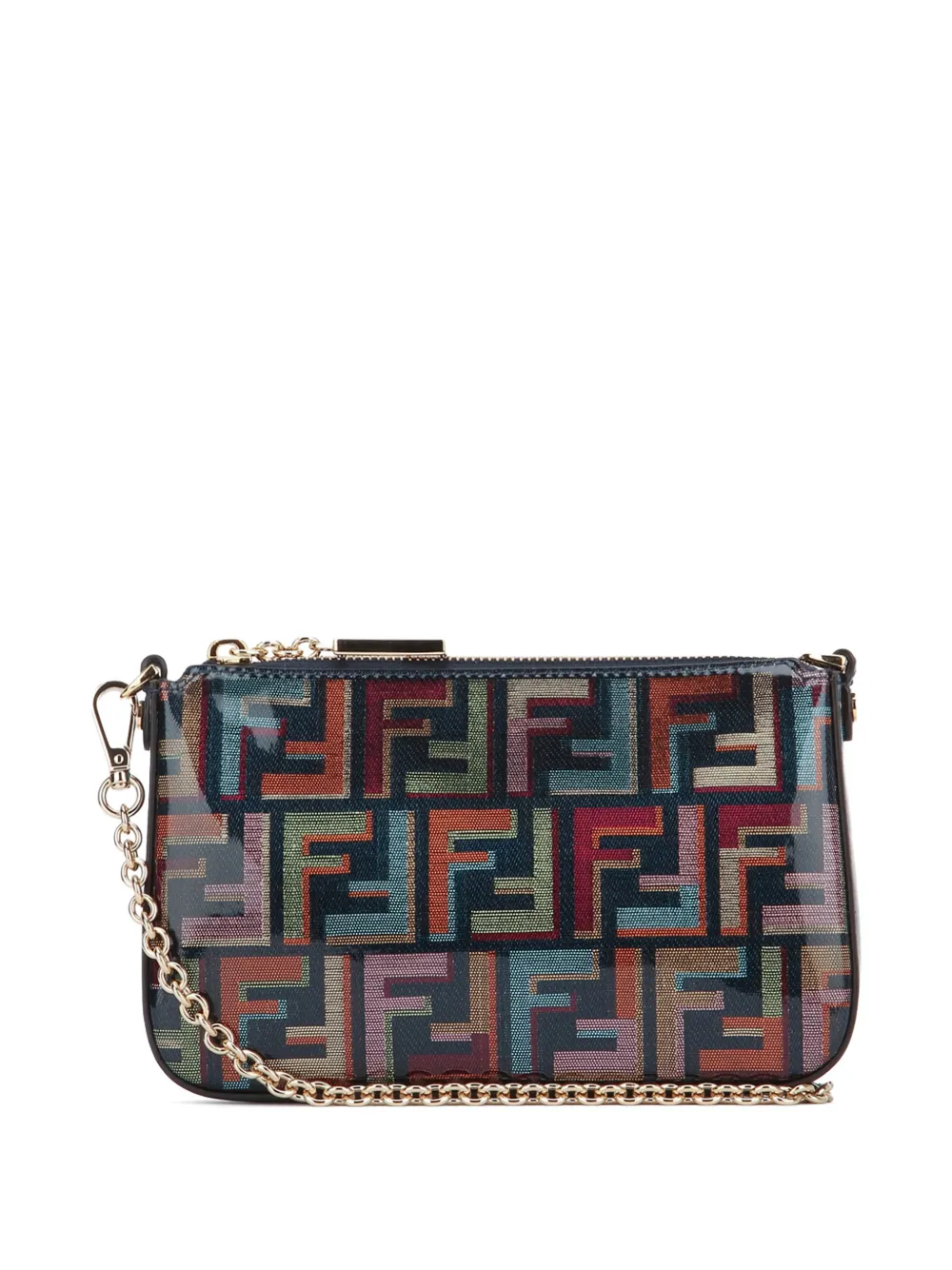 FENDI Baguette kleine clutch met kettingband - Blauw