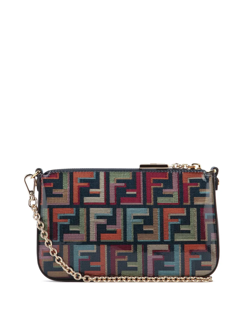 FENDI Baguette clutch met kettingband Zwart