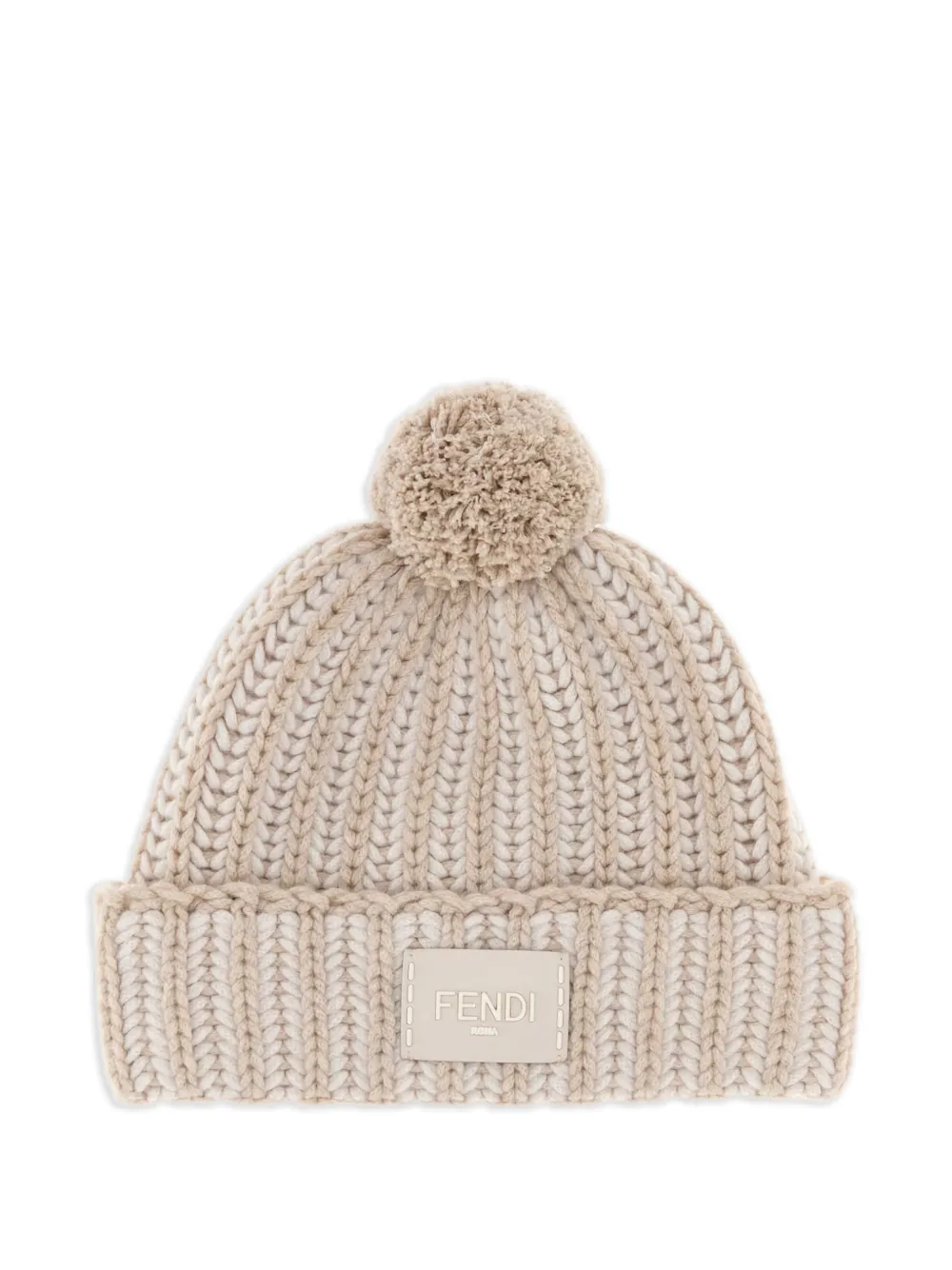 FENDI embroidered pompom beanie hat - Toni neutri