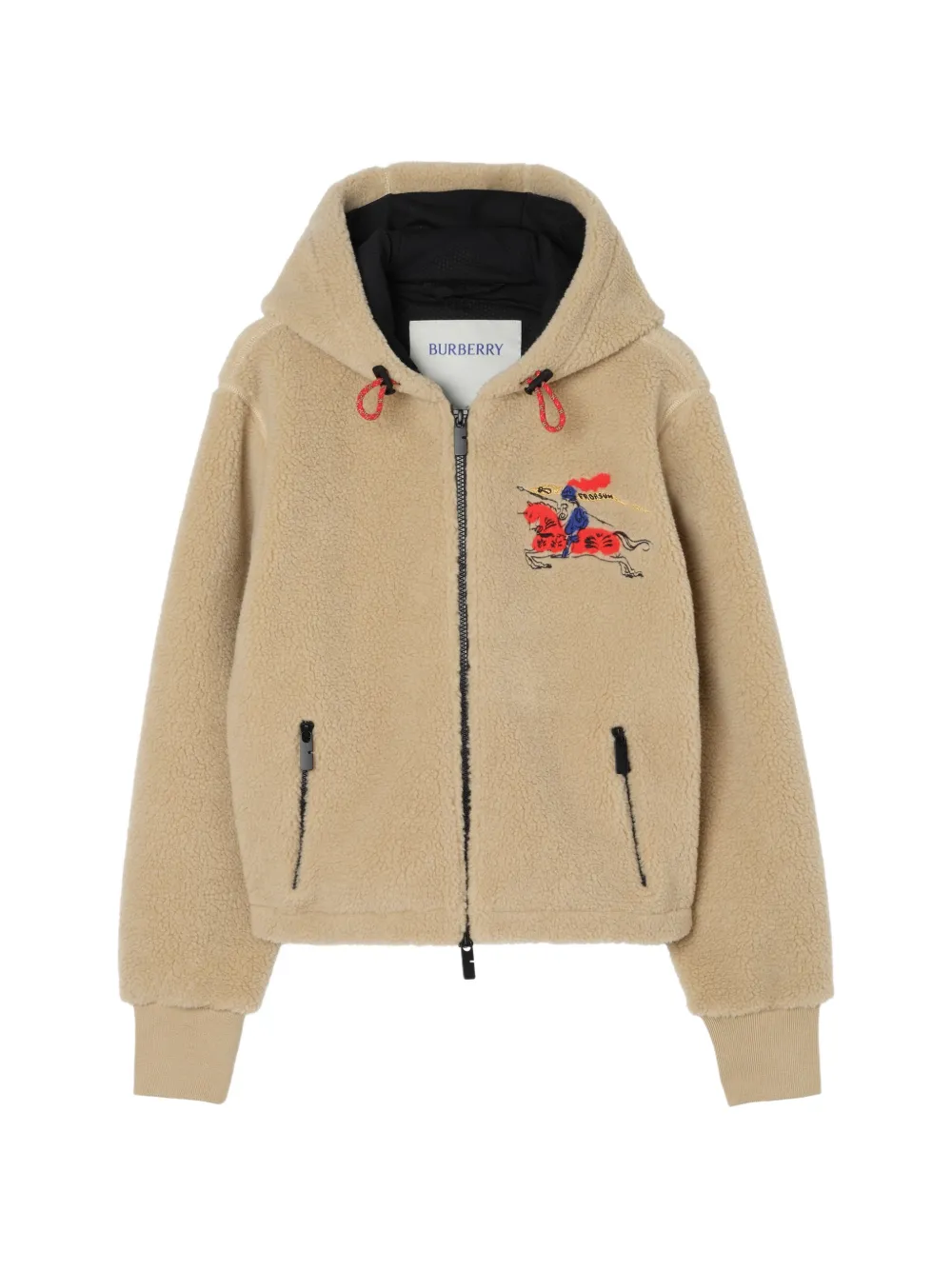 Burberry EKD embroidered hooded fleece jacket - Toni neutri