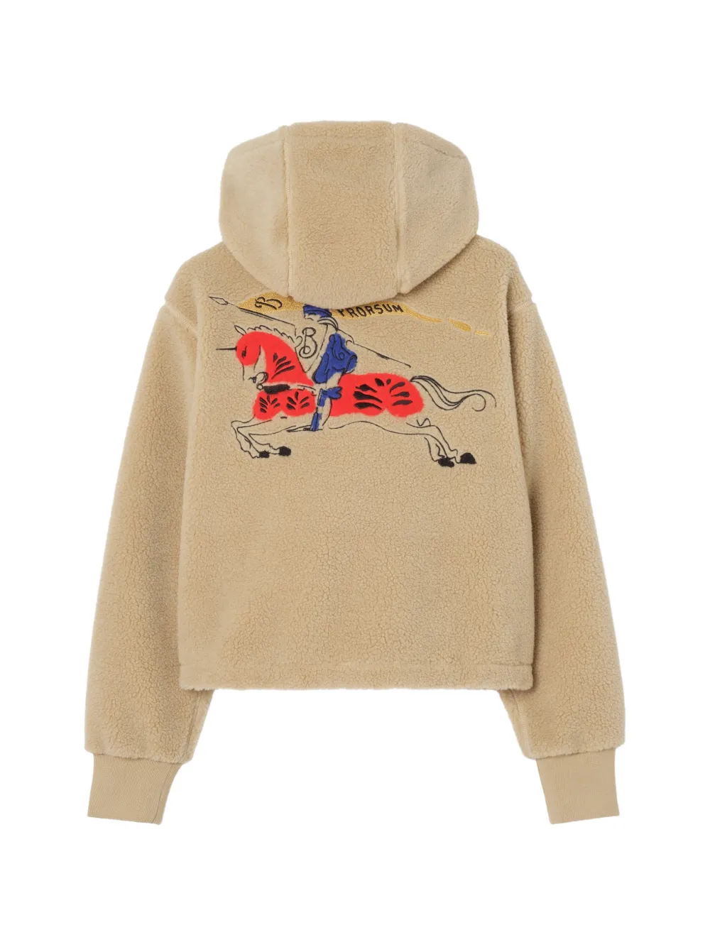  Burberry Ekd Embroidered Hooded Fleece Jacket - Neutrals 