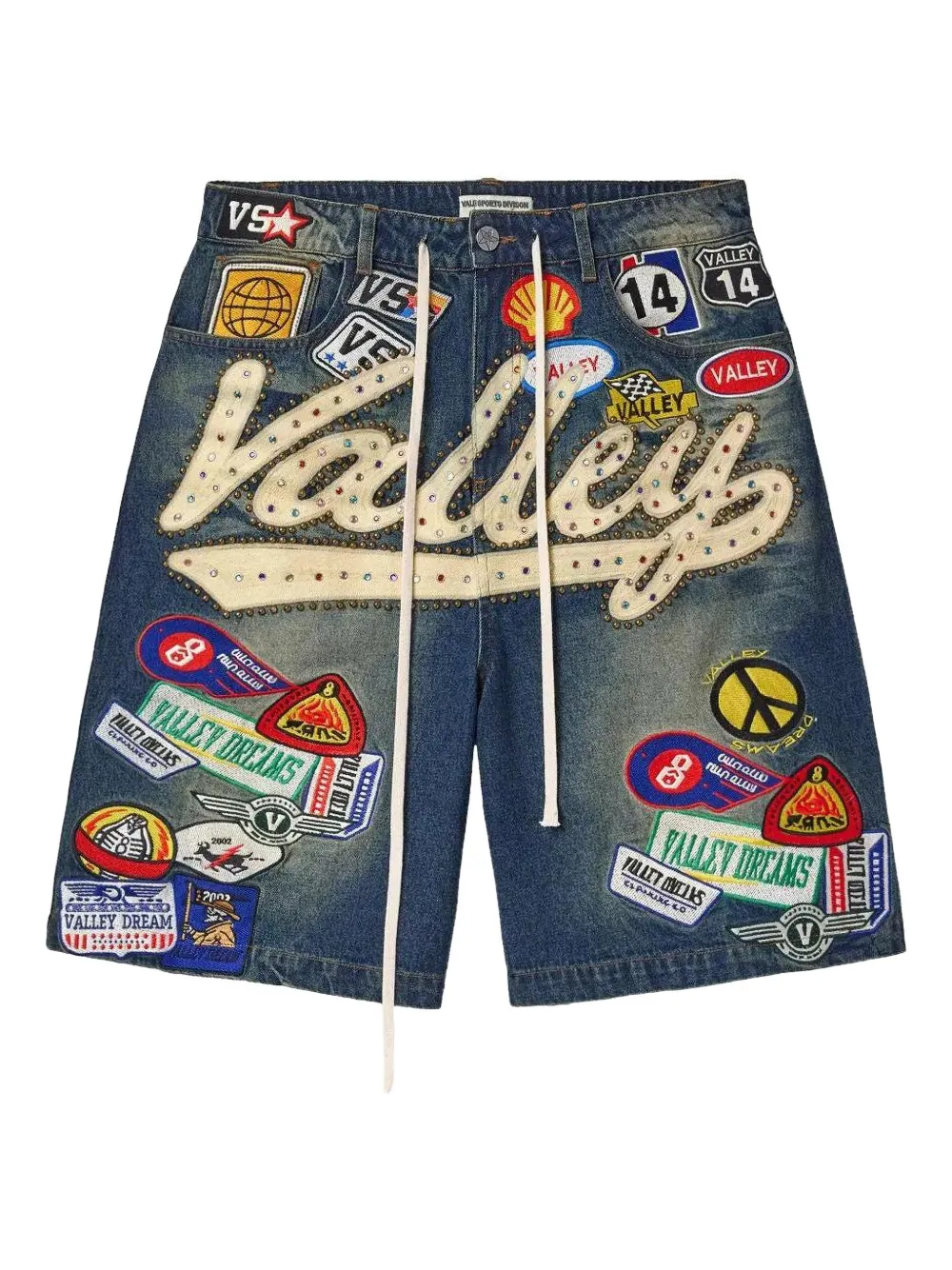 Vale 1980s patch denim shorts - Blau