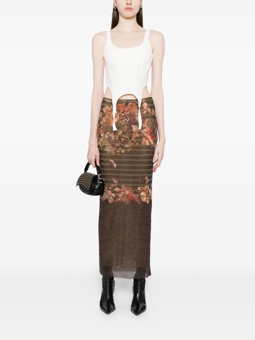 Jean Paul Gaultier floral-print skirt - Bruin