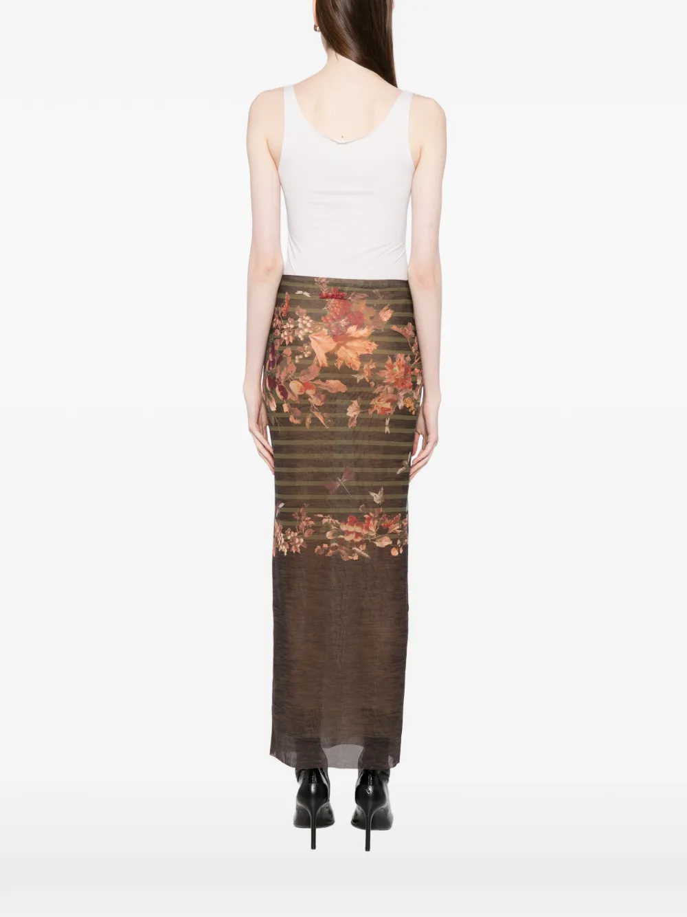 Jean Paul Gaultier Rok met bloemenprint Bruin