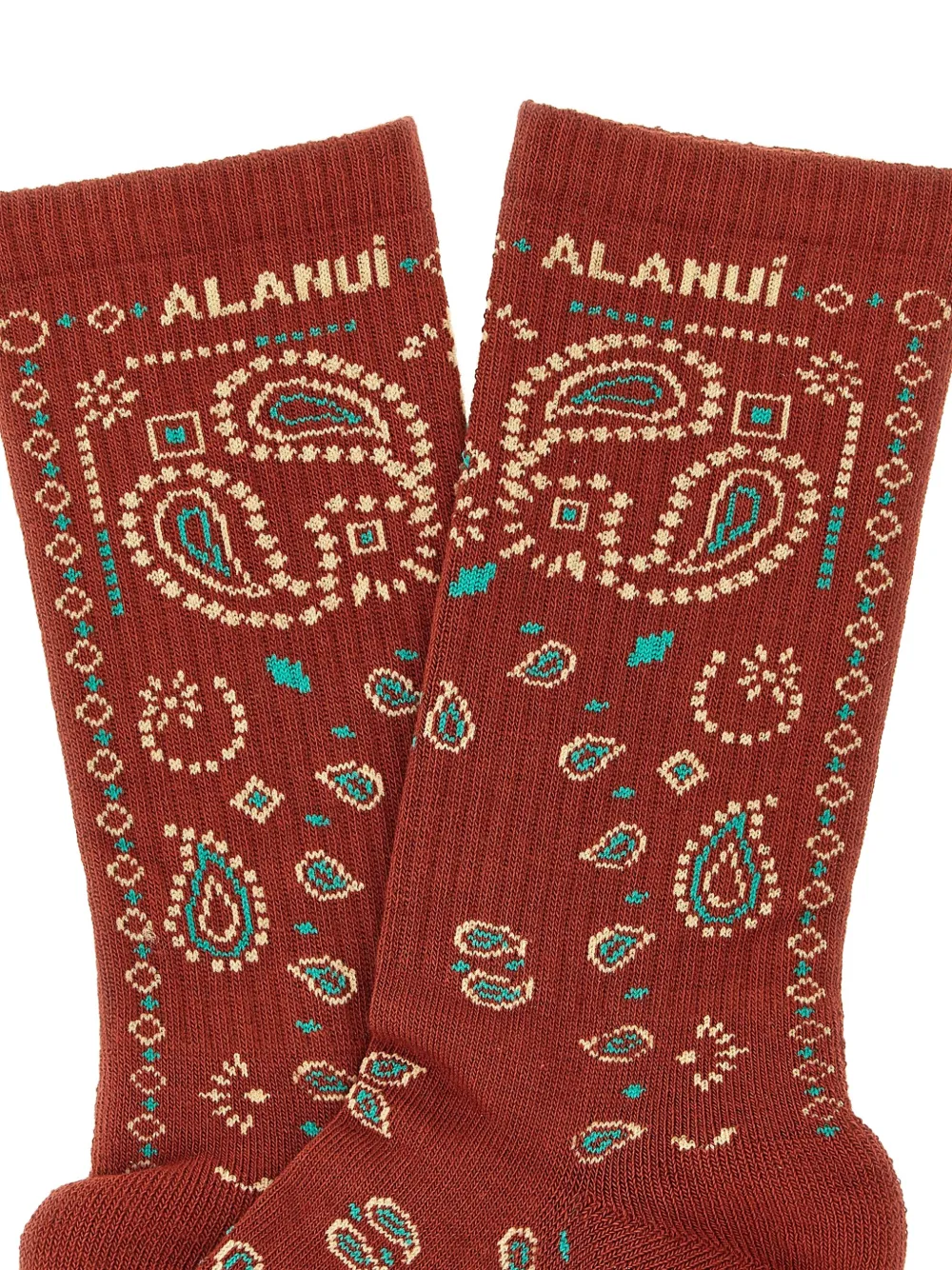  Alanui Bandana Ribbed Socks - Brown 