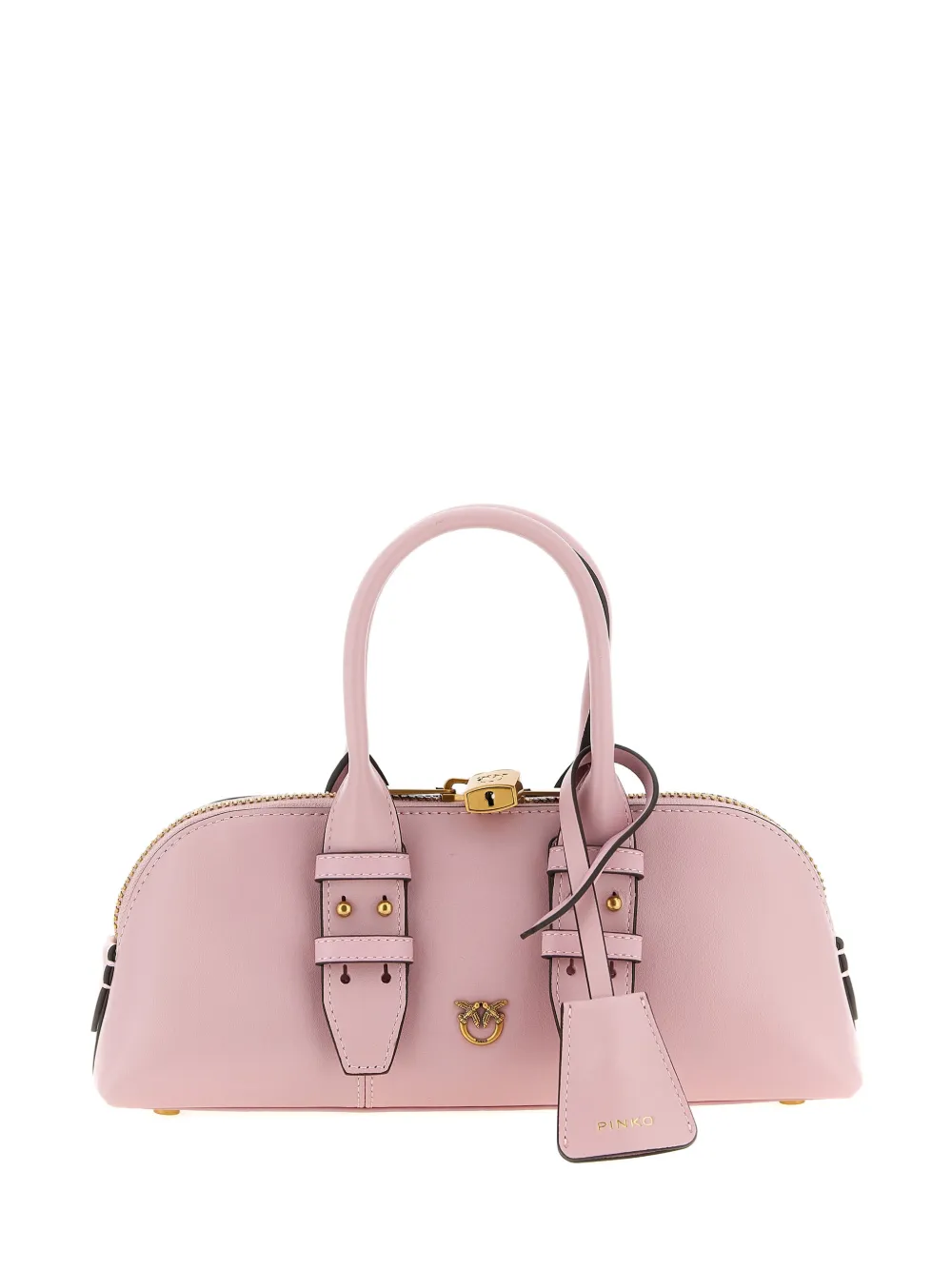 Pinko Love Birds Bowling Leather Handbag In Pink