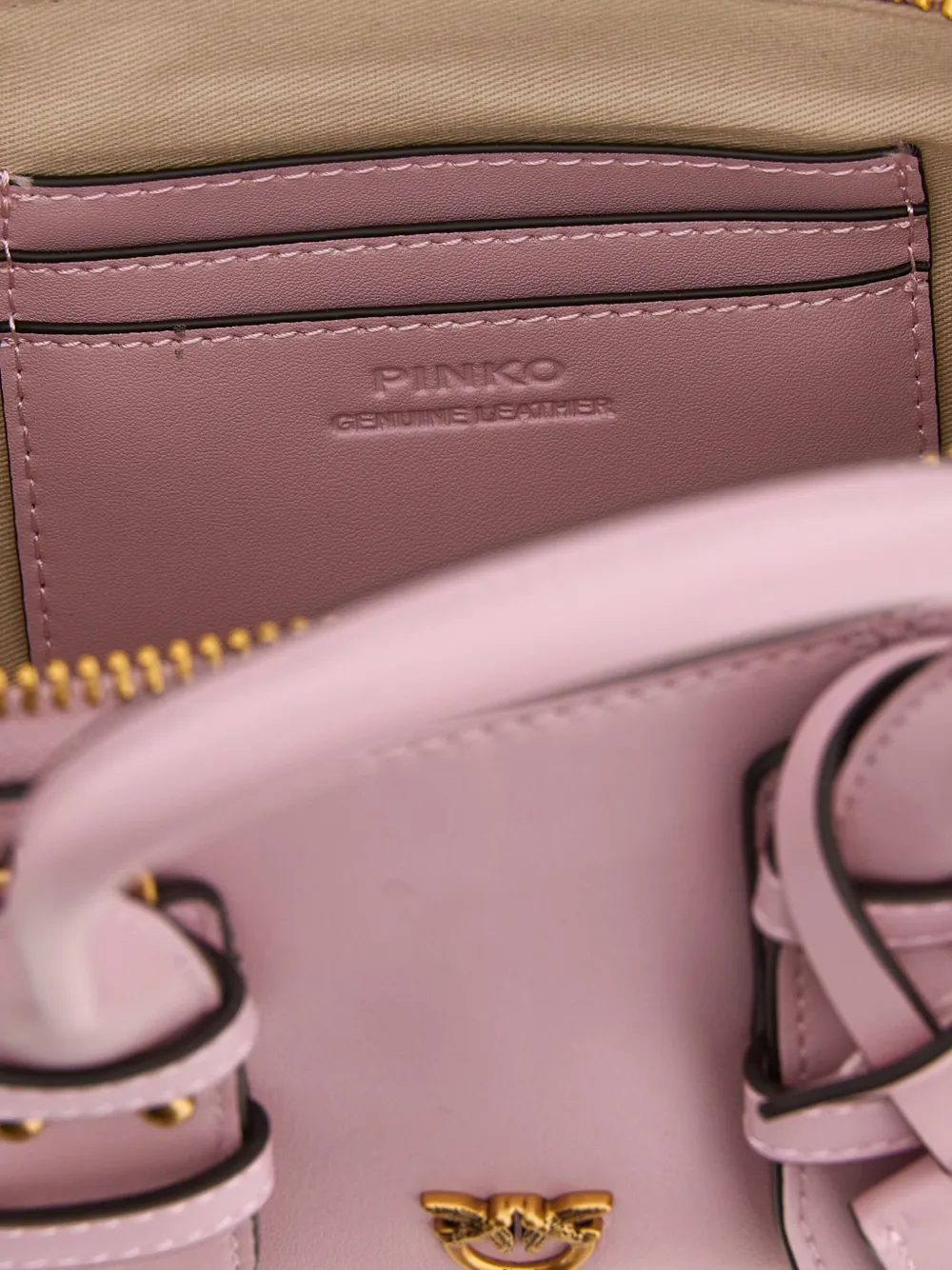 Pinko Love Birds Bowling Leather Handbag In Pink