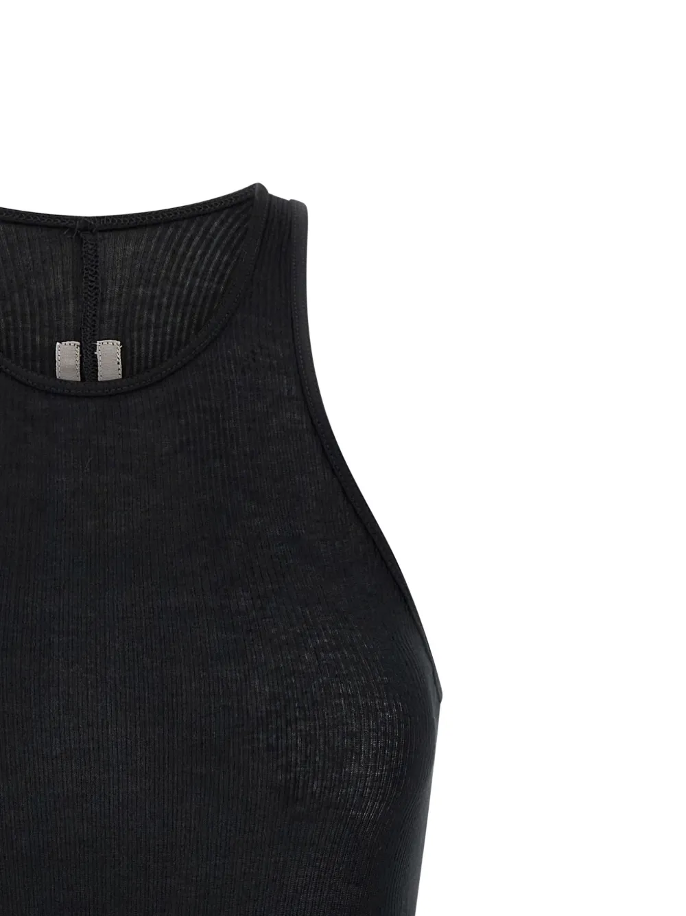  Rick Owens Basic Rib Asymmetrical Tank Top - Black 