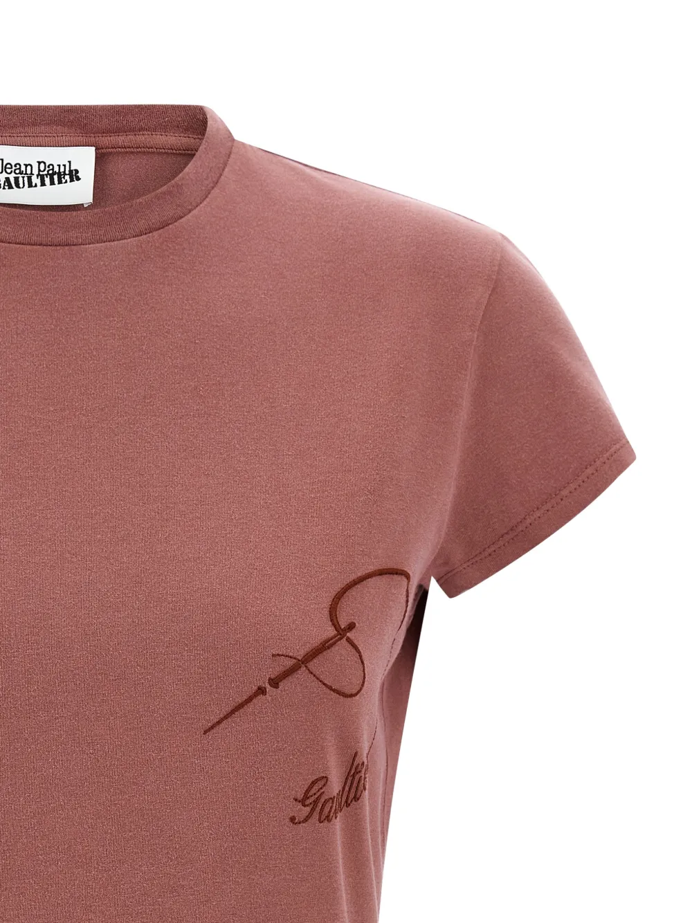 Jean Paul Gaultier The Needles T-shirt met borduurwerk en vervaagd effect Bruin