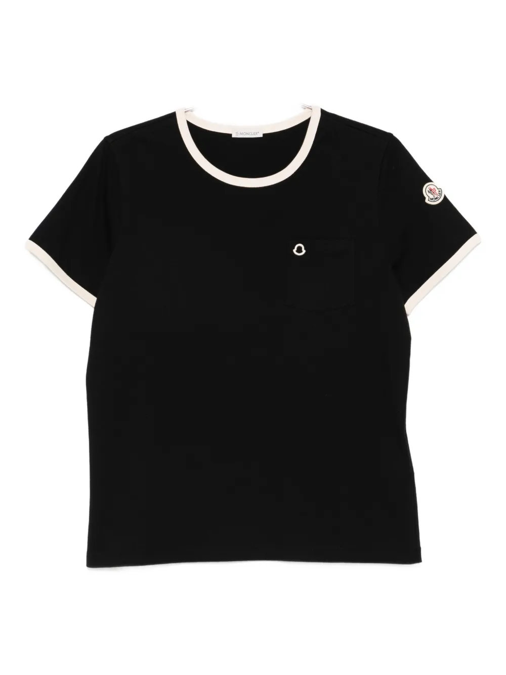 MONCLER T-Shirt mit aufgestickter Logo-Tasche - Schwarz