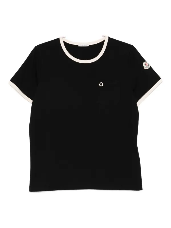 トップス Moncler Pocket emblem S/S Tee size XL Moncler Logo Embroidery Pocket T-shirt | Black | FARFETCH