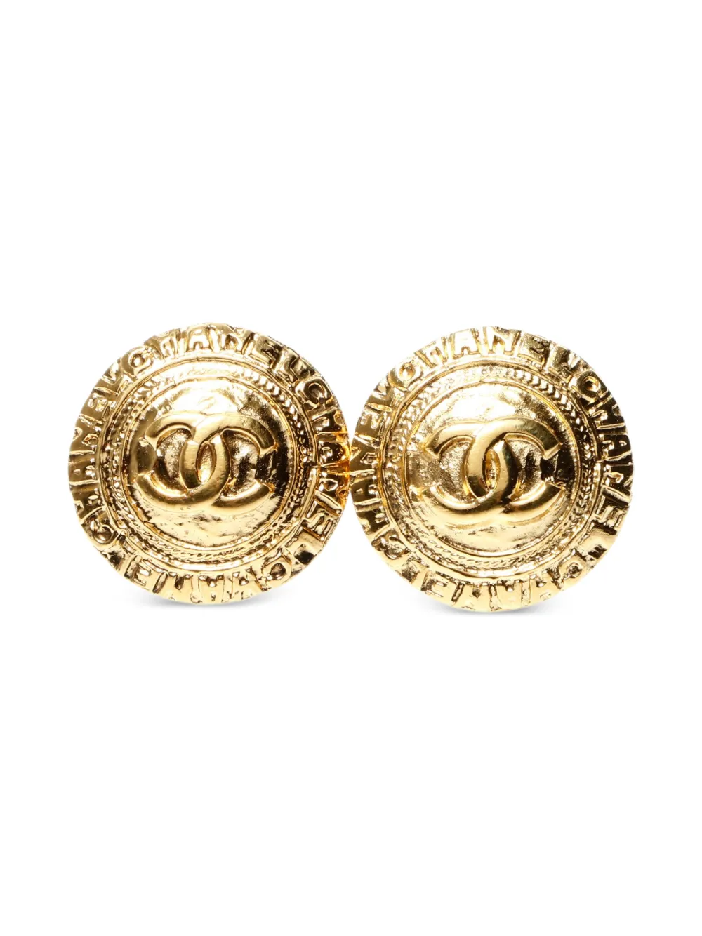 CHANEL Pre-Owned 1970-1980s logo-detail clip-on earrings - Gold