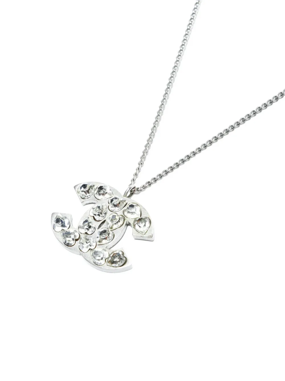2000s Heart-Pendant Rhinestone Necklace