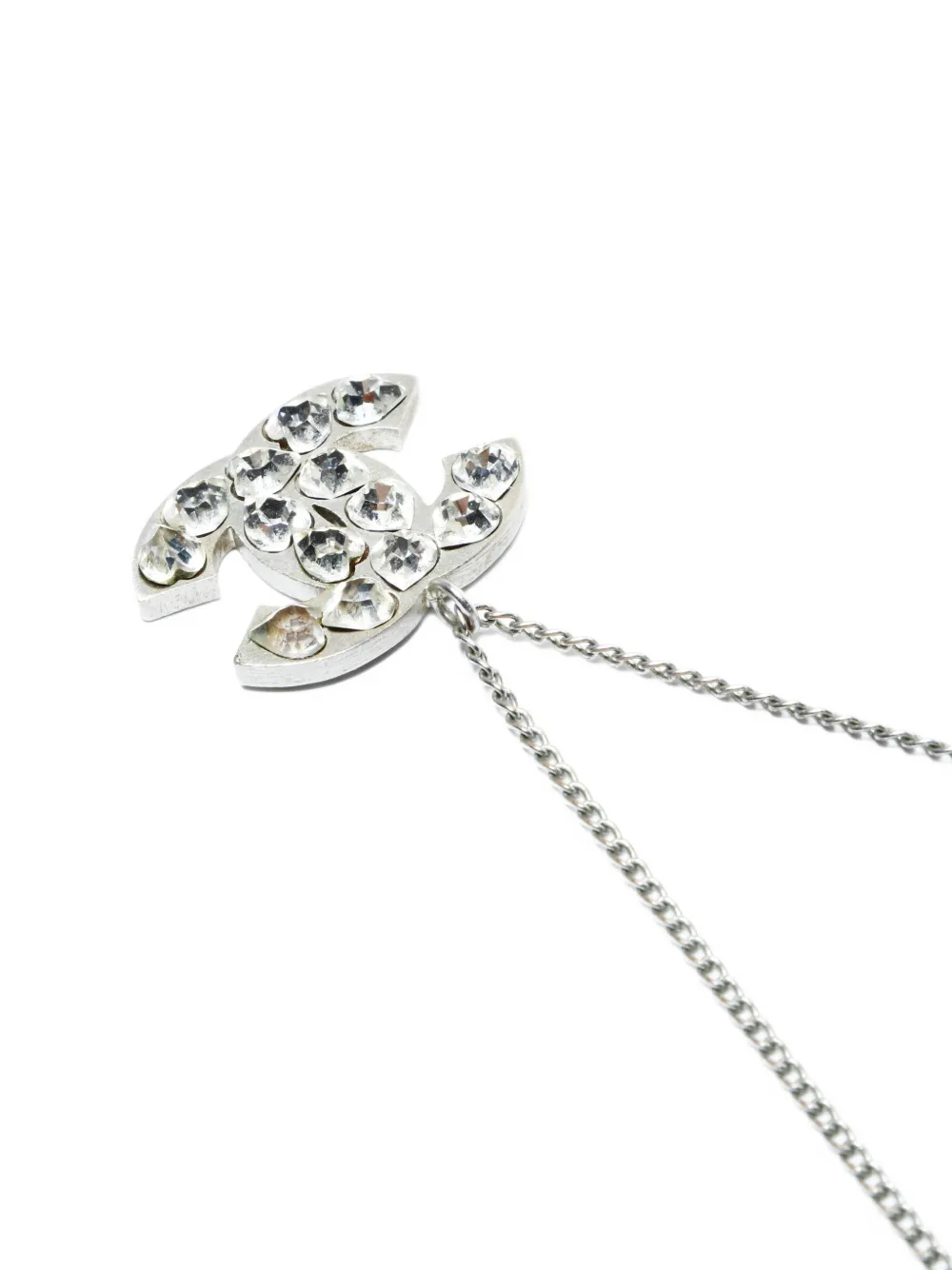 2000s Heart-Pendant Rhinestone Necklace