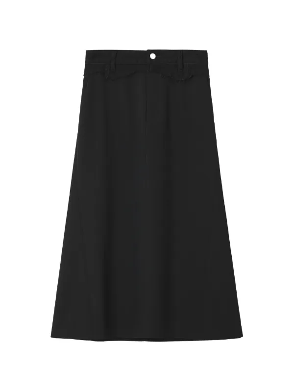 MM6 Maison Margiela Frayed A-line Midi Skirt in Black