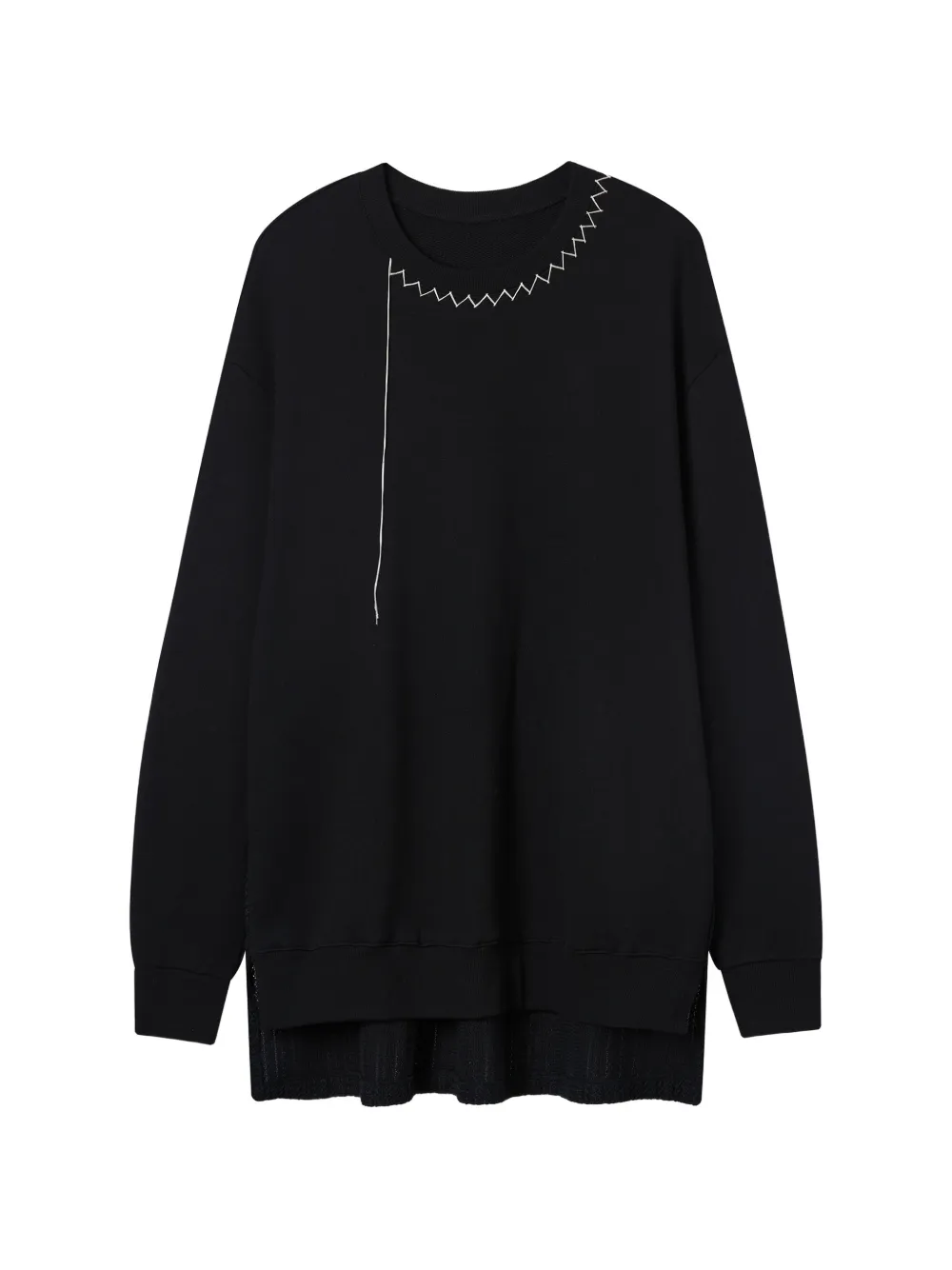 Y's zigzag-topstitch sweatshirt - Nero