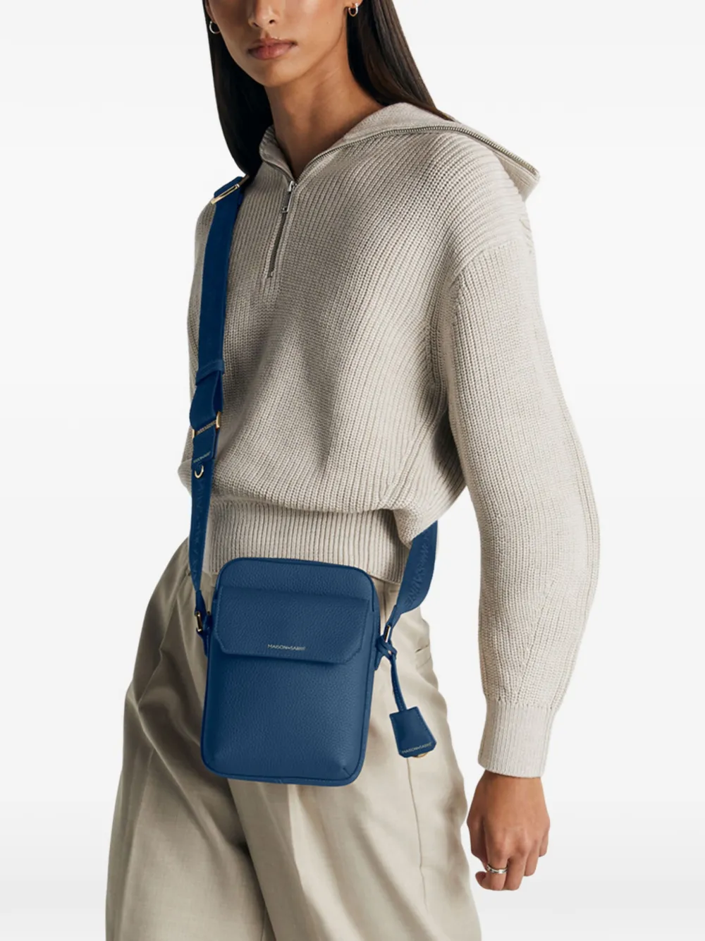  Maison De Sabré Small Leather Messenger Bag - Blue 