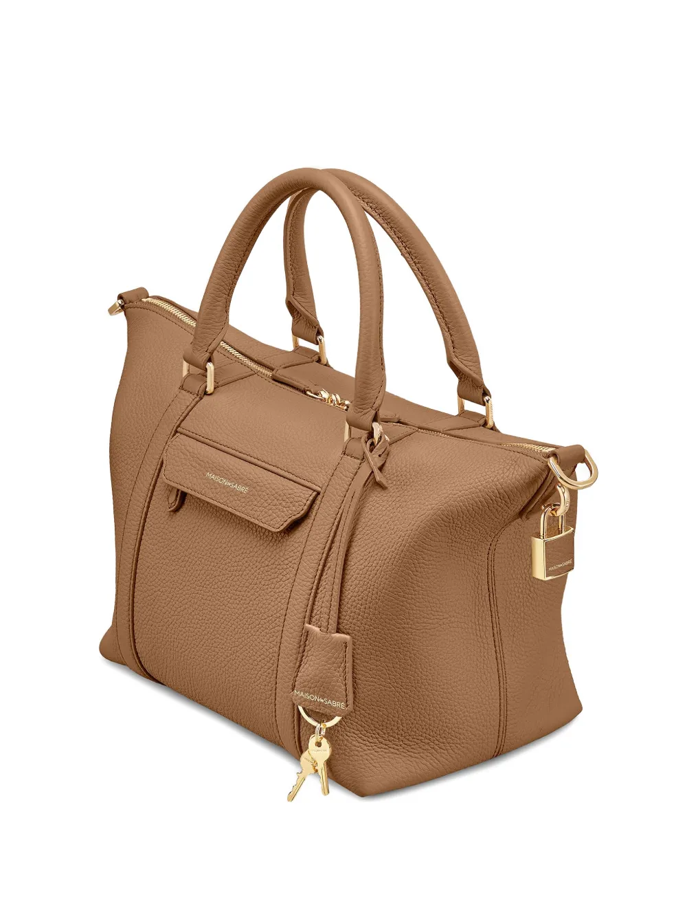 MAISON de SABRÉ Weekender full-grain lock leather tote bag - Marrone