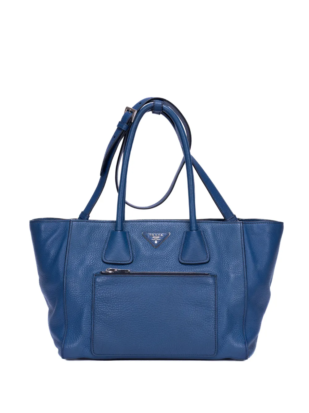 Prada Pre-Owned Borsa tote Daino con placca logo - Blu