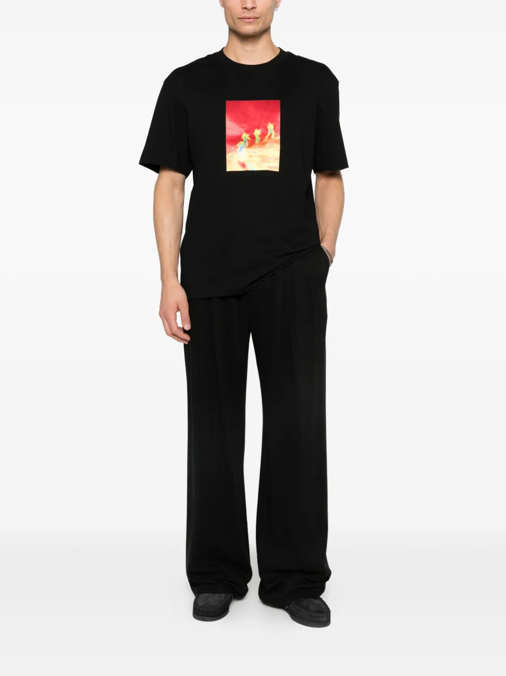 HUGO graphic-print T-shirt - Zwart