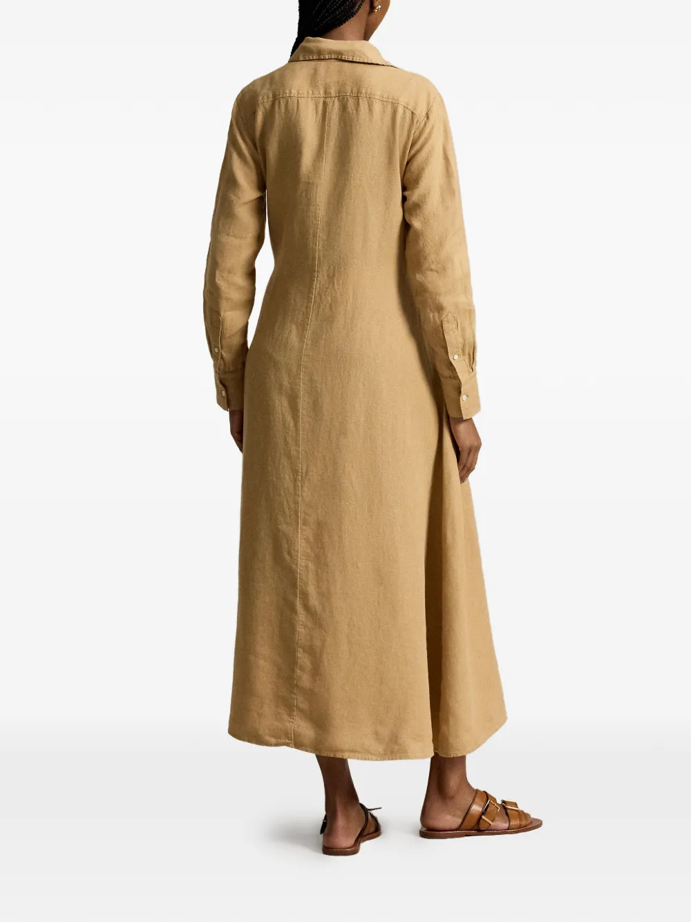 Polo Ralph Lauren Florence midi-blousejurk met ceintuur Bruin