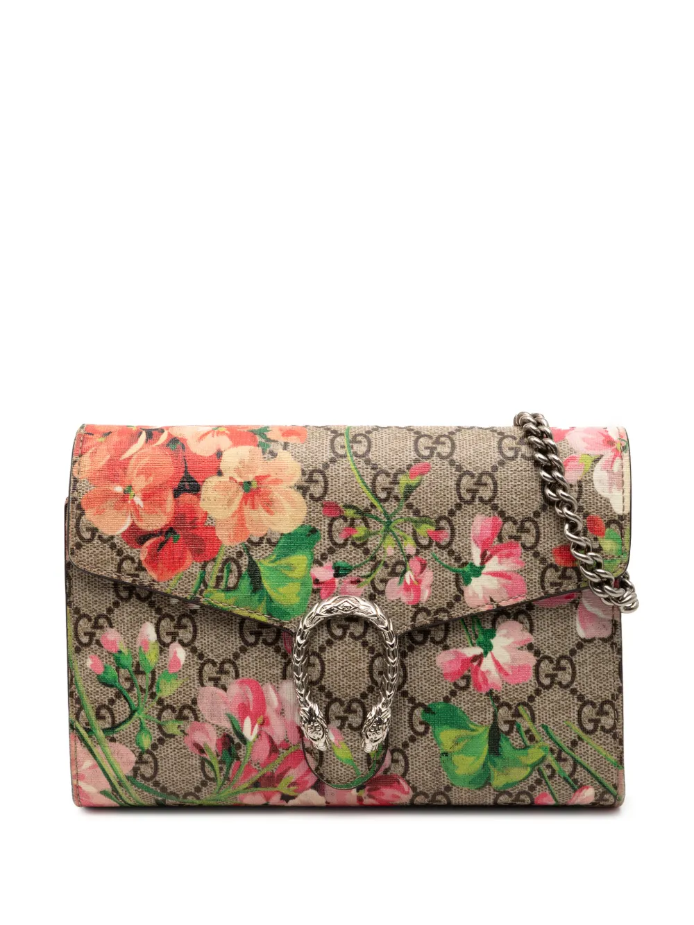 Gucci Pre-Owned 2016-2025 GG Supreme Dionysus Blooms Chain Wallet crossbody bag - Marrone