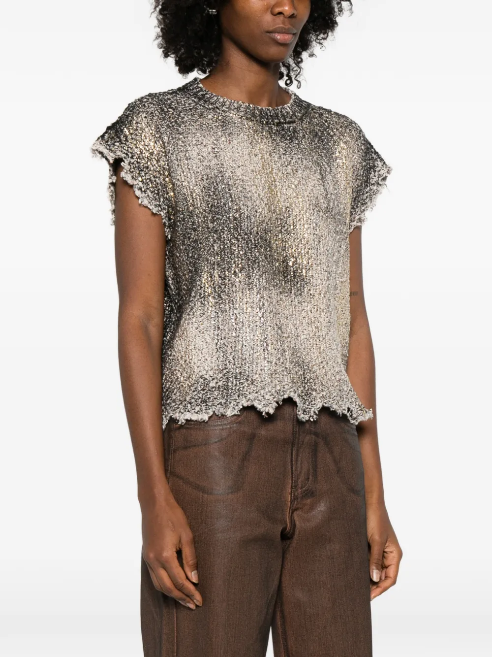  Avant Toi Distressed Vest - Neutrals 