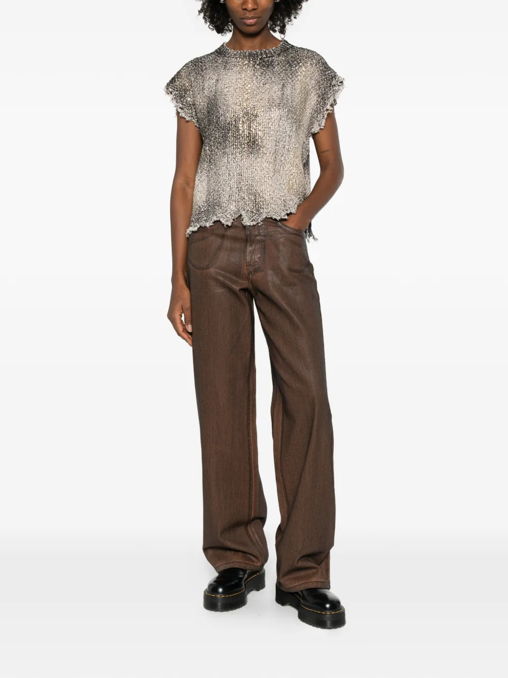  Avant Toi Distressed Vest - Neutrals 